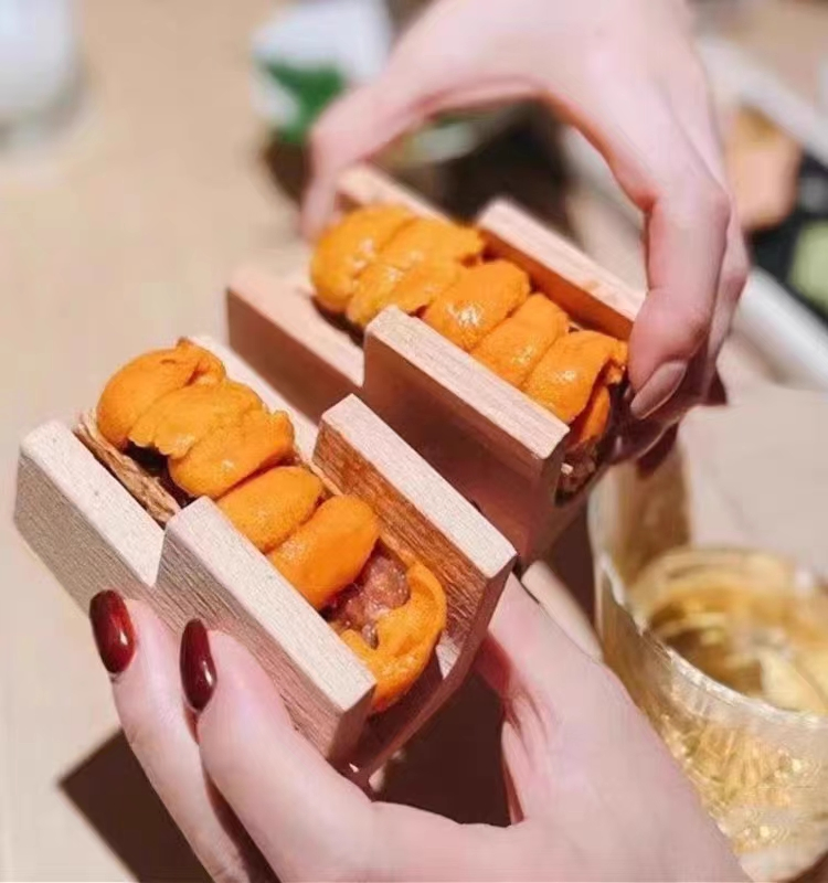 1 2 3 5 Pieces Sushi Taco Wooden Holder Eco Friendly