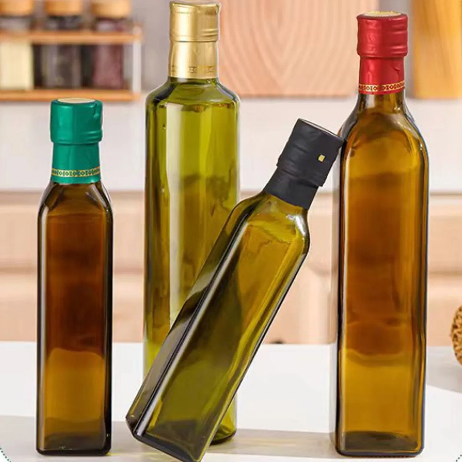 Brown Walnut Oil Tea Olive 250ml 500ml Square Green Glass Sesame Bottle