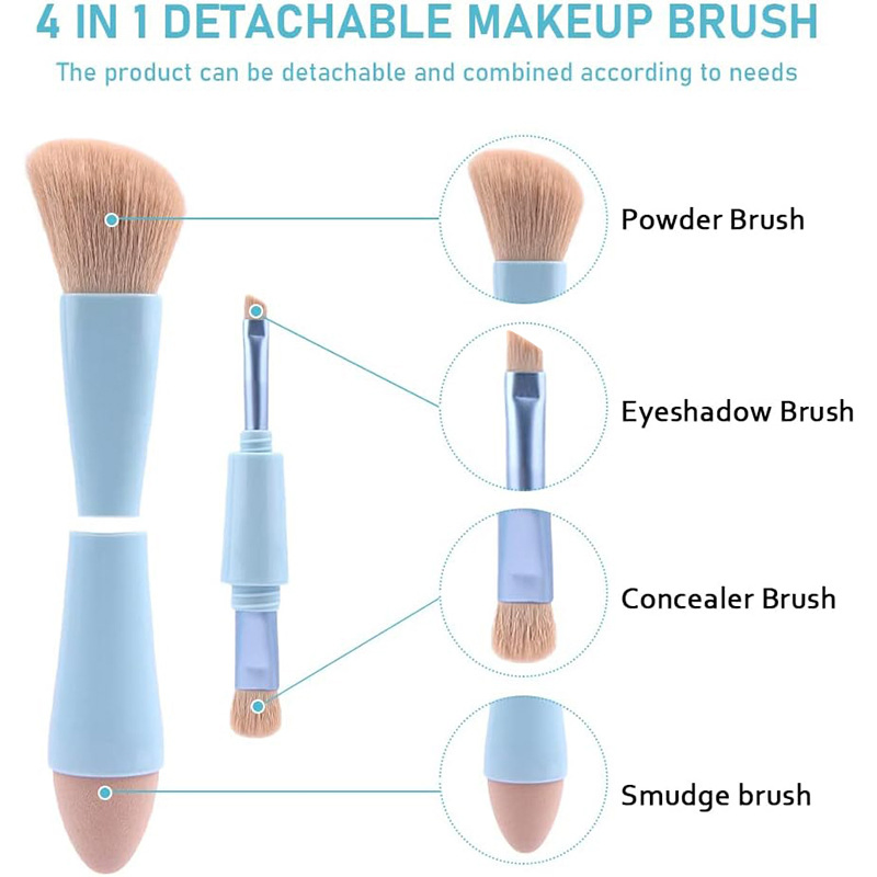4-in-1 Makeup Brush Vegan & Travel-Friendly All-in-One Beauty Tool for on-The-Go Glam Dropshipping Brushes