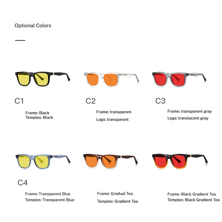 Wholesale New Retro Trending Fashion Design Yellow Orange Red Lens Unisex Tr90 Frame 97%-100% Anti-Blue Light Blocker Eyewear Unisex Classic Square Glasses