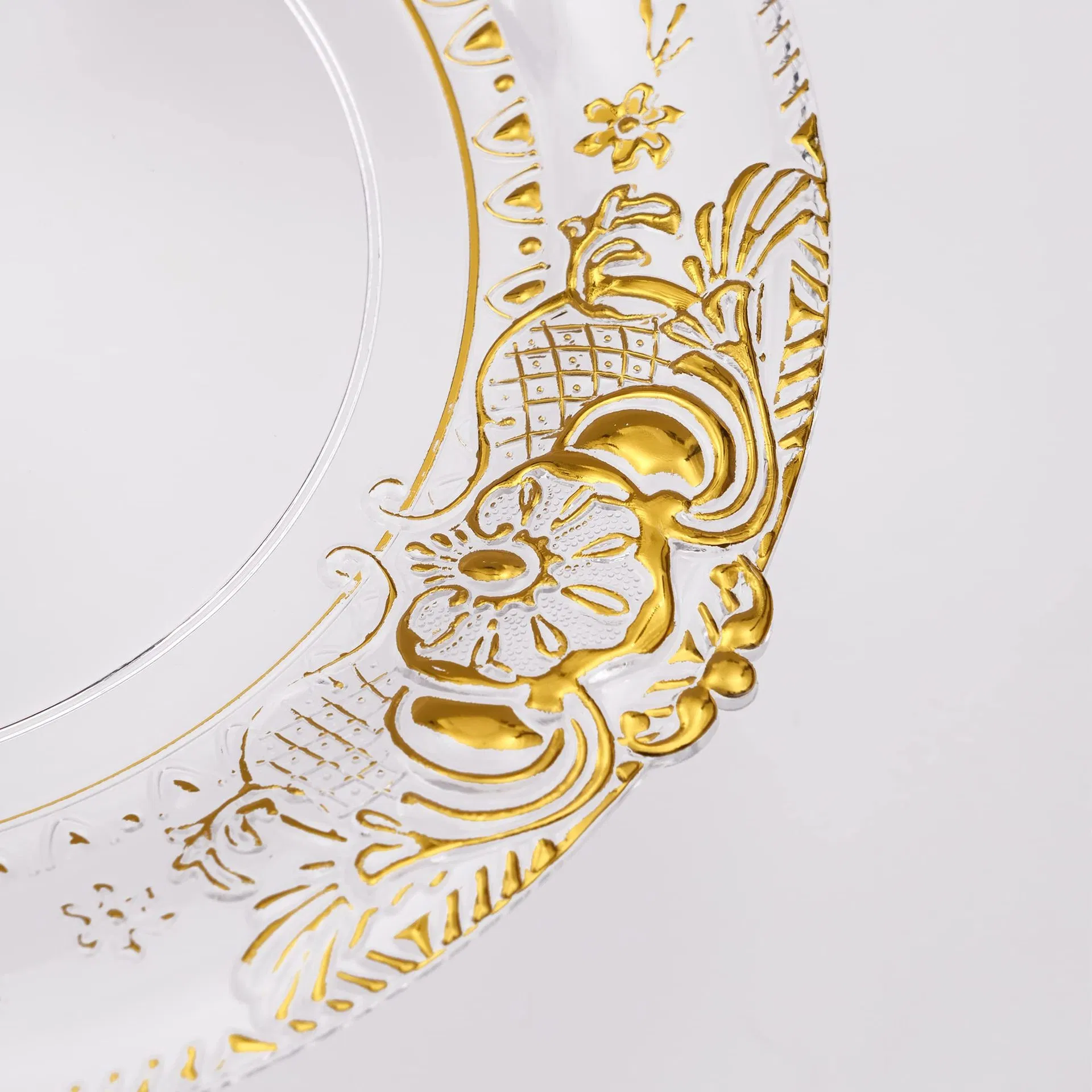 Luxury Wedding Gold Vintage Plastic Round Chargers Plates Birthday Event Table Decoration Dish Plate