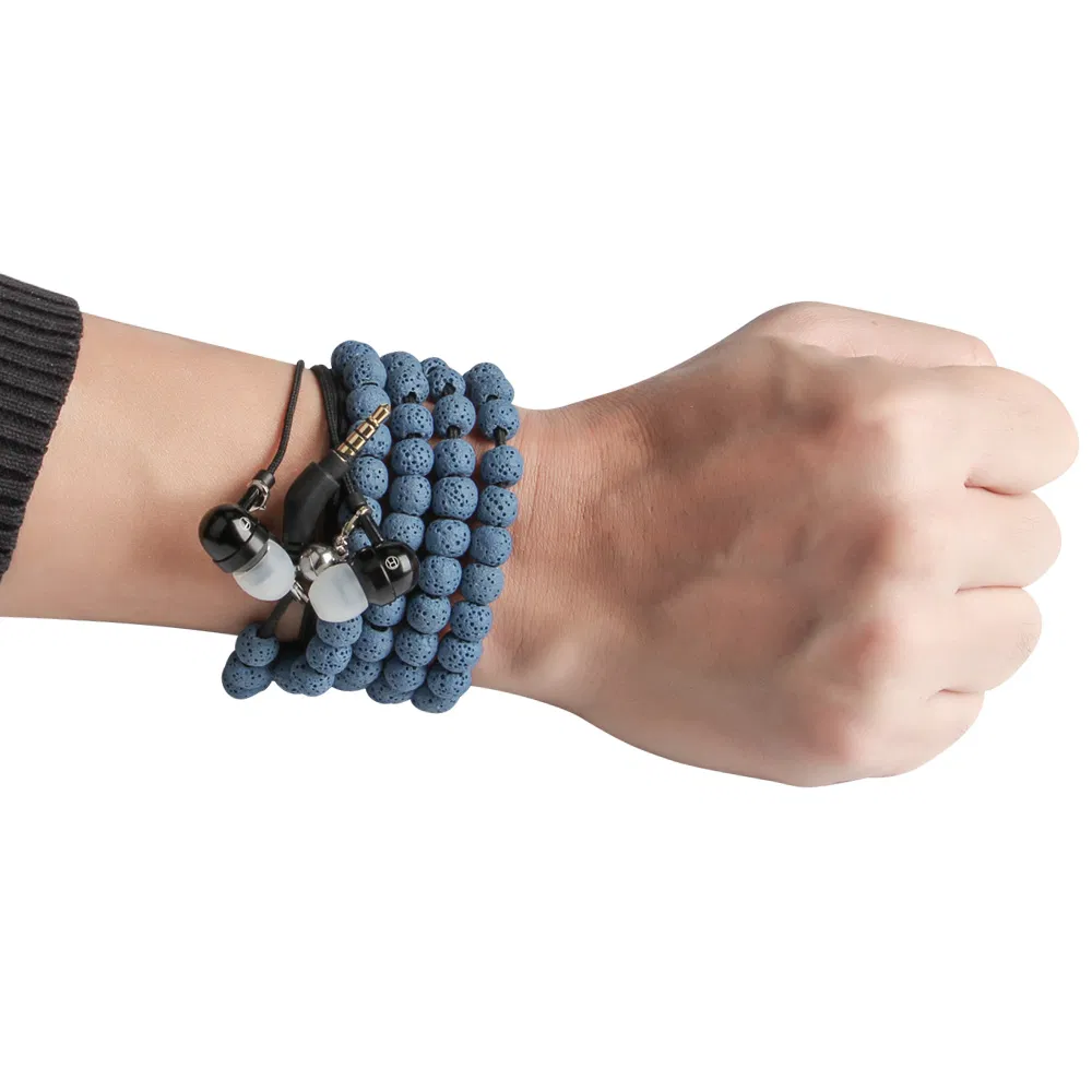 Наушники-браслет из лавового камня с микрофоном