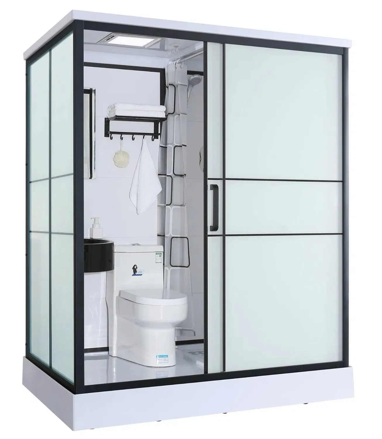 Modern Prefab Toilet Bathroom with Elegant Glass Shower Cabin