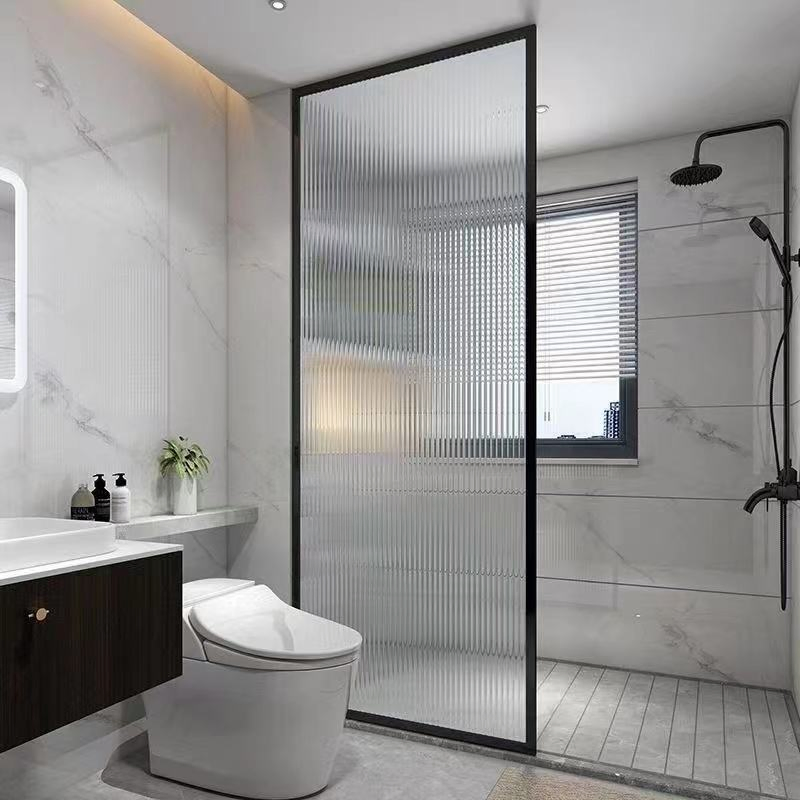 Hot Selling Shower Screen Walk in Fluted Tempered Sliding Door System Glass Shower Panel