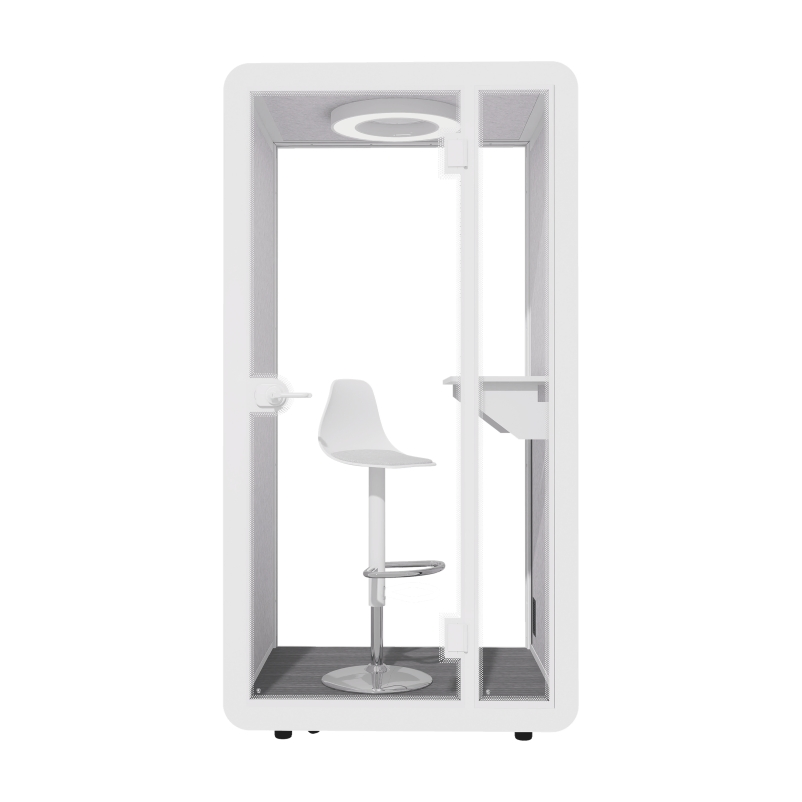 Acoustic Workstation Pod for Libraries with Integrated LED Lights and Air Circulation