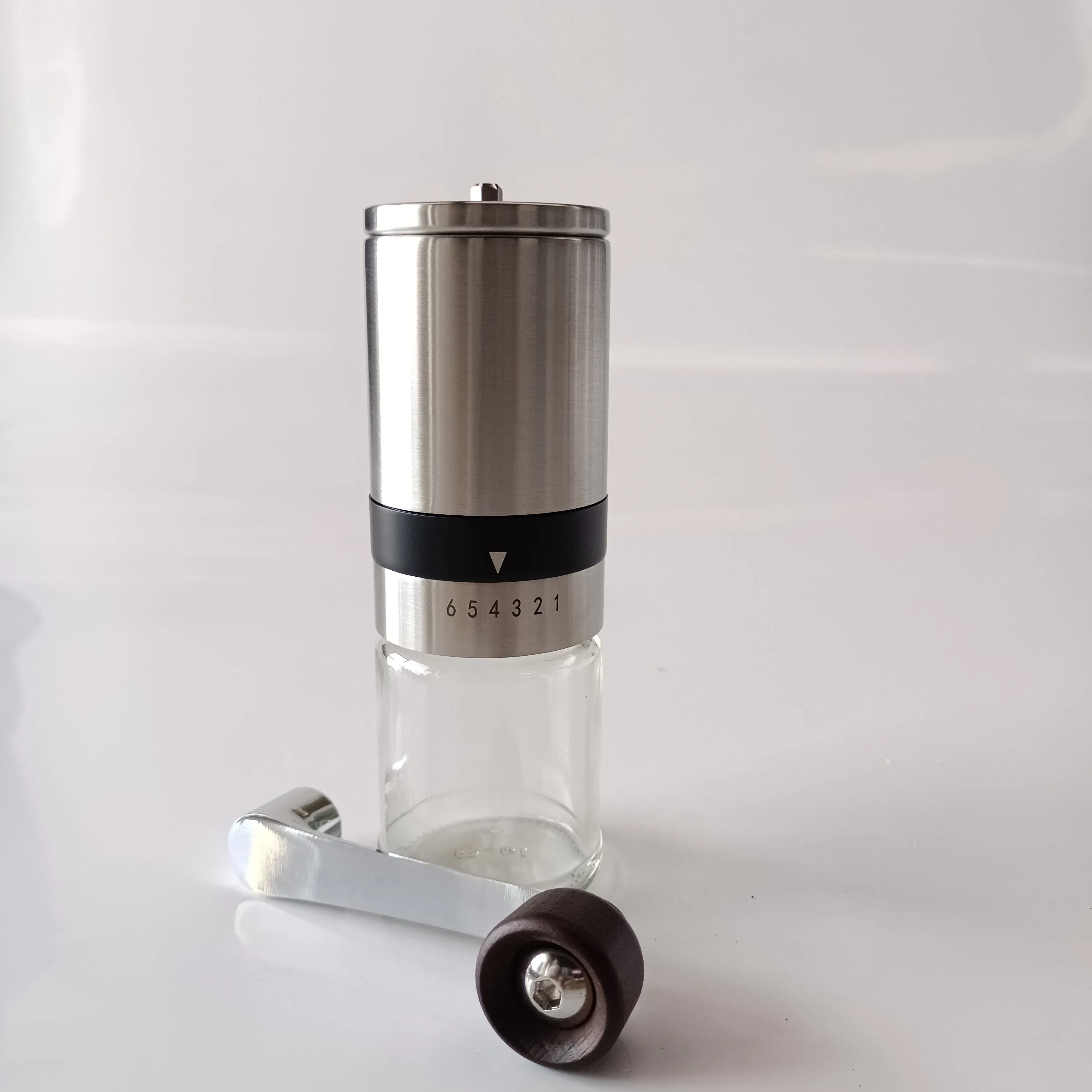 New Popular Household Espresso Coffee Maker with Grinder Steel Bur Glass Jar Mini Manual Coffee Grinder