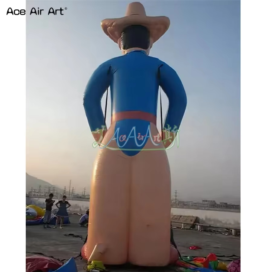 Giant Inflatable Cow Boy Cartoon Character Balloon for Outdoor Decoration Advertising,