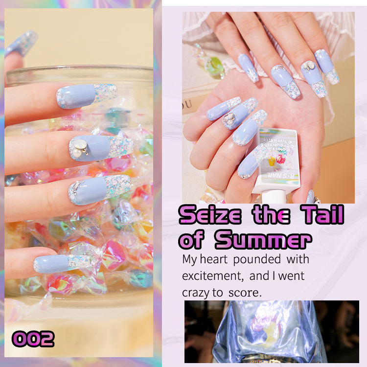 R S Nail Colorful Cellophane Candy Gel Nail UV Nail Salon OEM Custom Vernis Esmalte Glitter Gel Polish