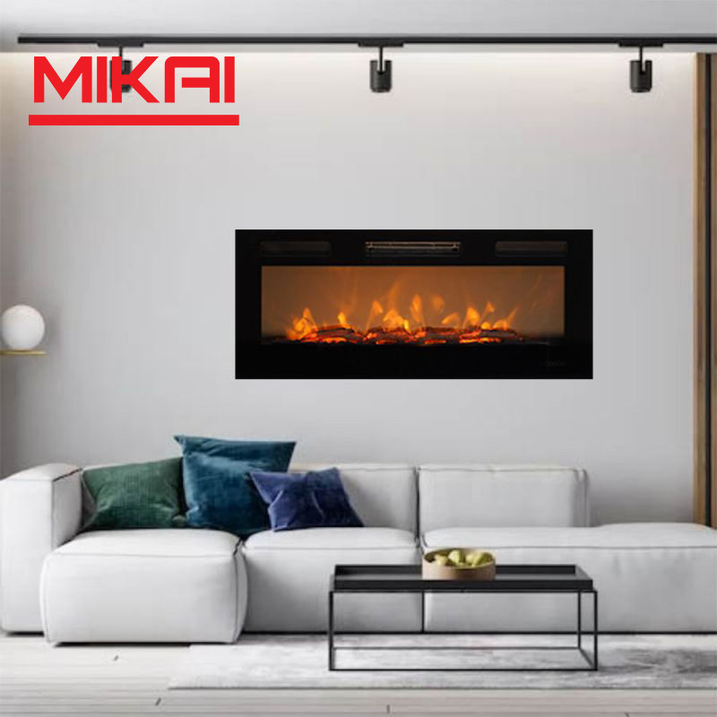 Modern 220~240V Wall-Mounted Remote Control LED Light Simulated Flame 1500W Space Heating Function Electric Fireplace