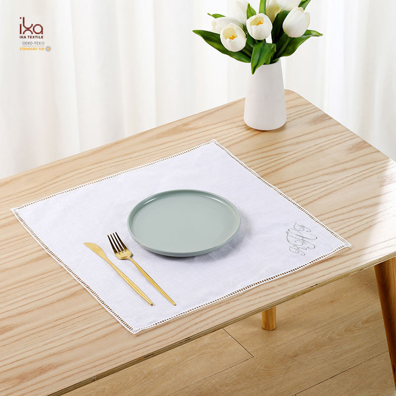 Aesthetic Home Decor Fabric Wedding Christmas Party Decoration Lunch Dinner Woven White Custom Printed Embroidery Pure Linen Napkin with Logo