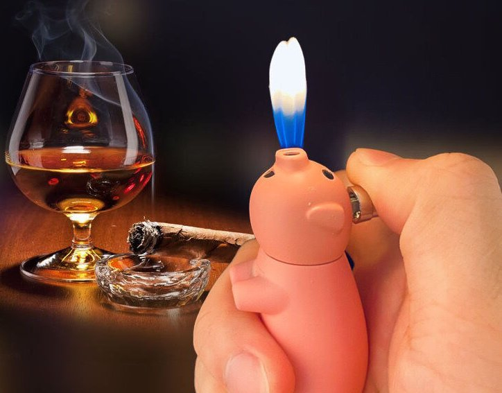 Creative Piggy Double-Fire Lighter Pig Nose Fire-Breathing Cute Personalized Custom Inflatable Lighter