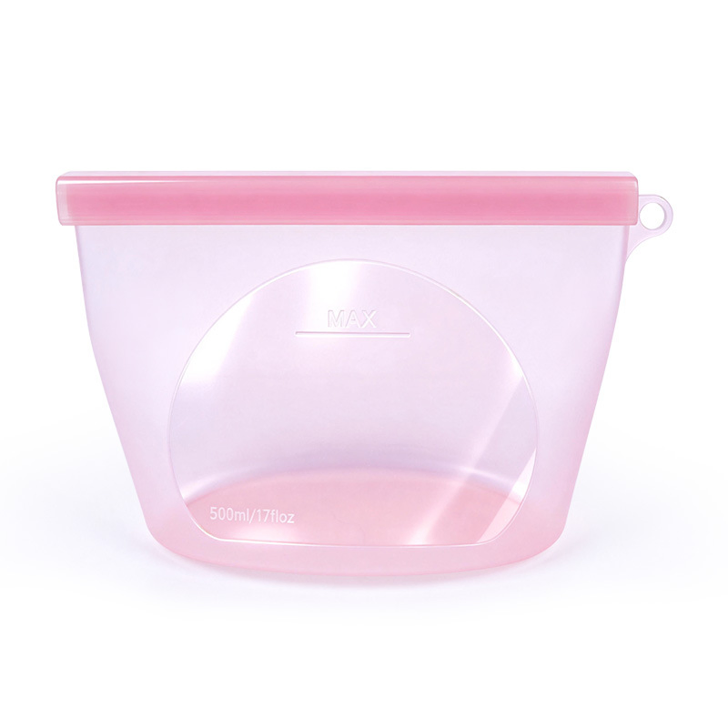 Stand-up Reusable Fresh-Keeping Custom Fridge Safe Silicon Ziplock Food Grade Storage Silicone Freezer Zipper Bag