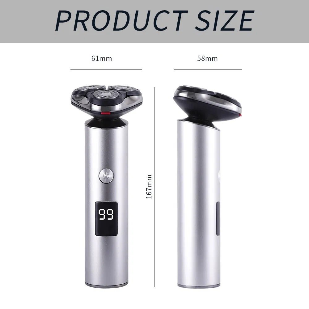 High Quality LCD Display Electric Beard Rotary Shaver with Triple Blade Shaver