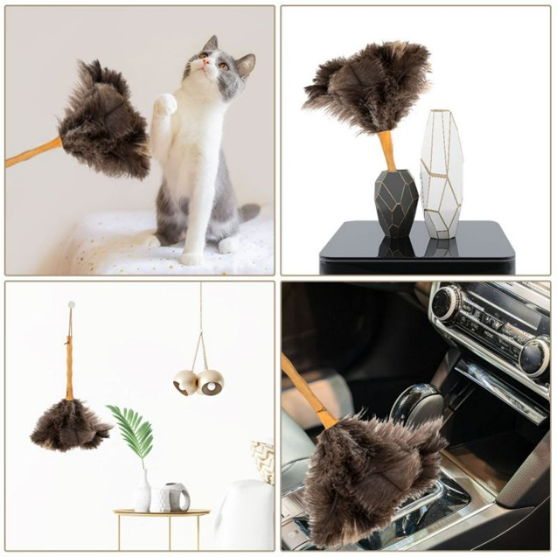 Wood Handle Reusable Fluffy Natural Cleaning Supplies Washable Ostrich Feather Duster