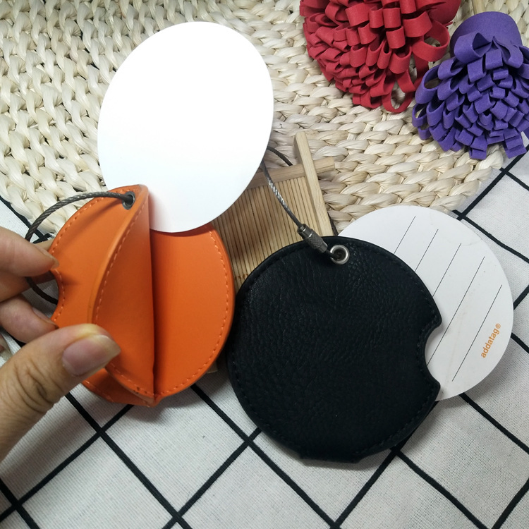 Wholesale Circle Leather Luggage Tag Aviation Logo Suitcase Label