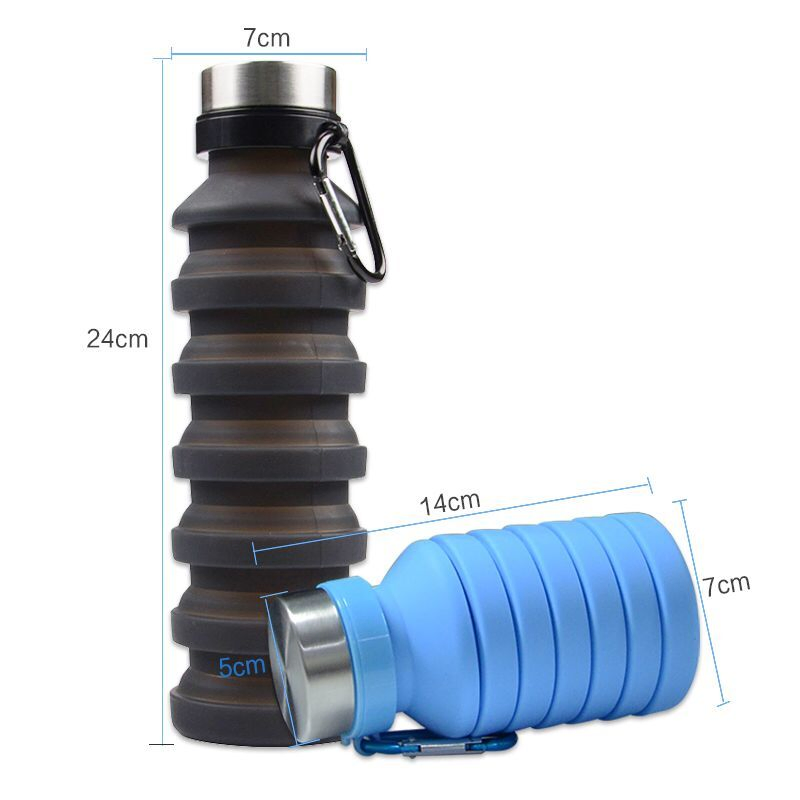 BPA Free Leakproof Portable Collapsible Silicone Folding Travel Water Bottle Retractable Silicone Sports Water Bottle Foldable Silicon Water Bottle
