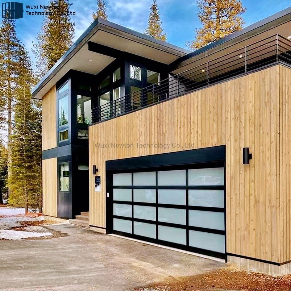 Customized Motorized Panoramic Clear Aluminum Frosted Glass Sectional Garage Door