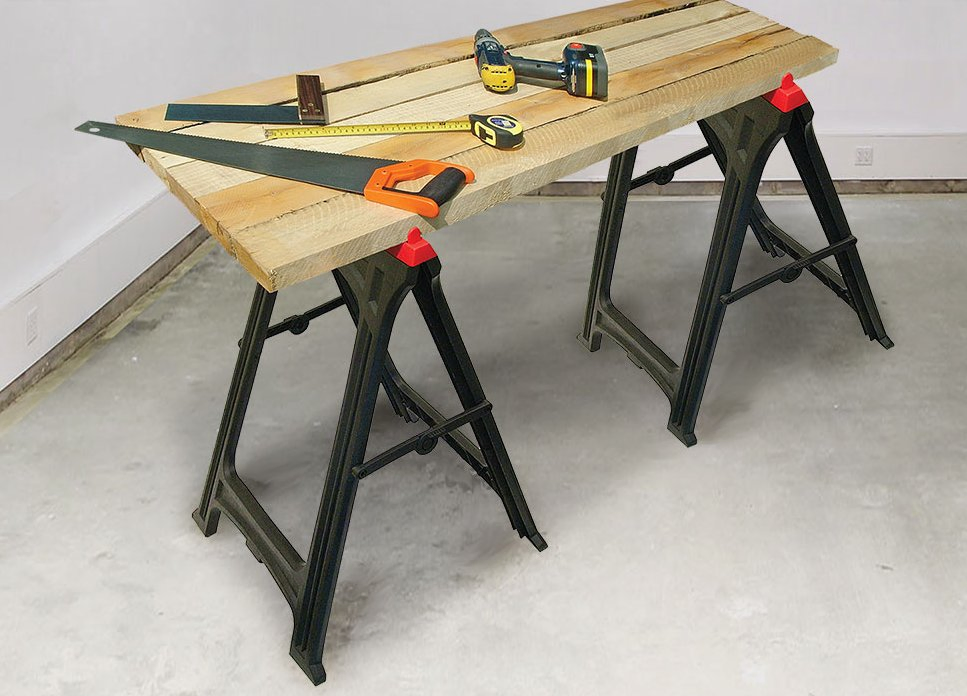 High Quality Height Adjustable Manual Tool Metal Easy Folding Sawhorse for Wood Wroking