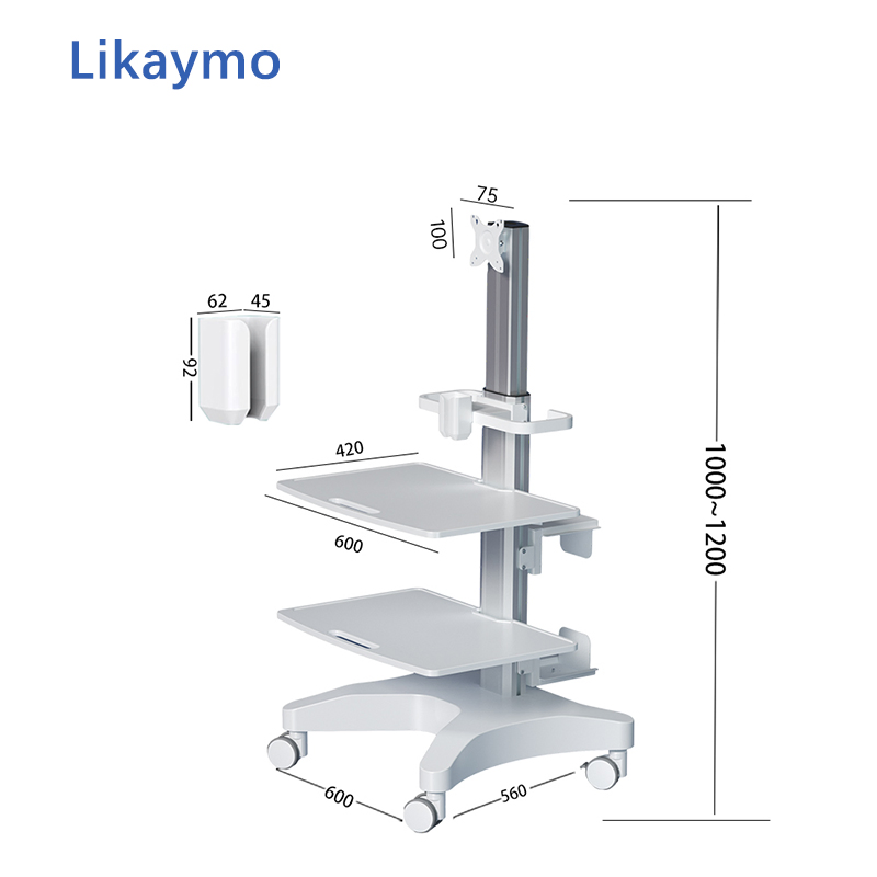Dental Clinic Intraoral Scanner Trolley Medical Trolley with Display Mounting Bracket