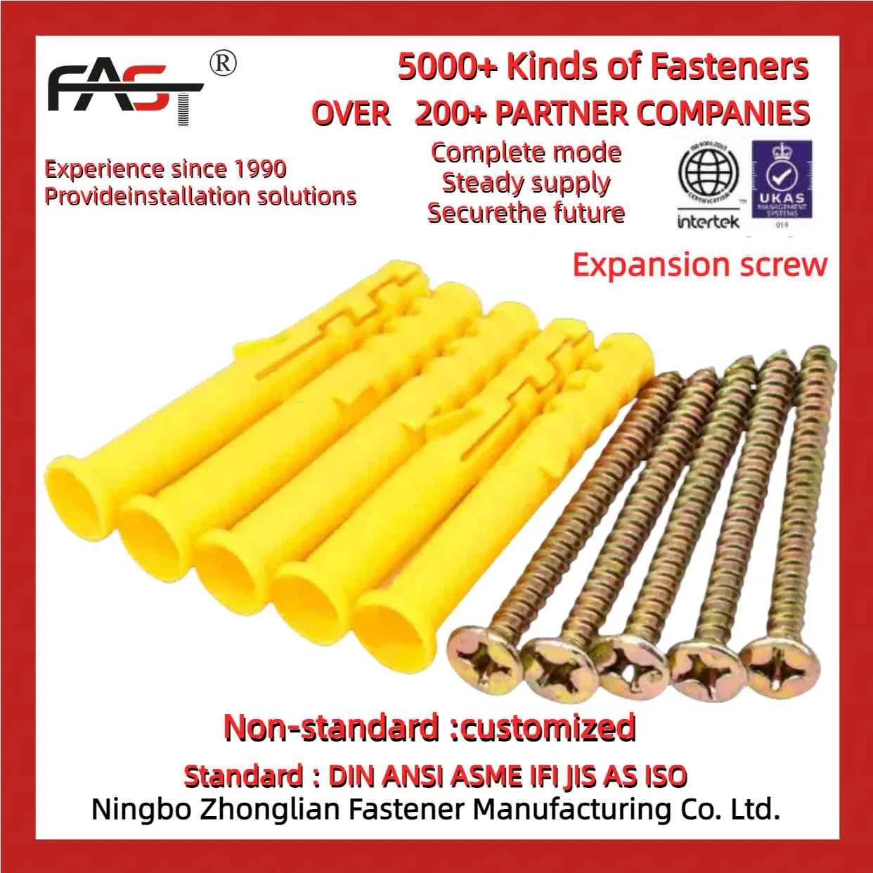 Expansion Screw for High-Temperature Environments, Heat-Resistant