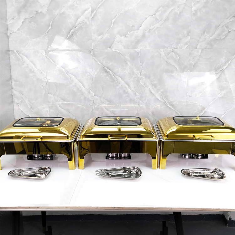 Gold Catering Equipment Buffet Stove Heating Hotel Use Chafing Dish