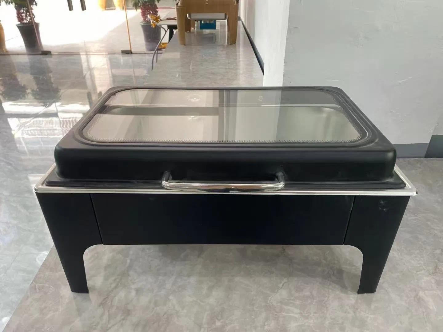 Catering Stainless Steel 9-Liter Rectangular Flip Top Chafing Dish Black Antic Buffet Set with Fuel Heating Method Food Pan Type