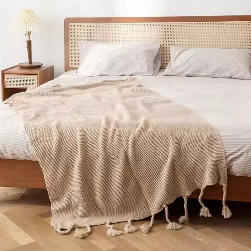 Soft Acrylic Fabric Knitting Blanket Living Room Sofa Plaid Knitting Crochet Blanket