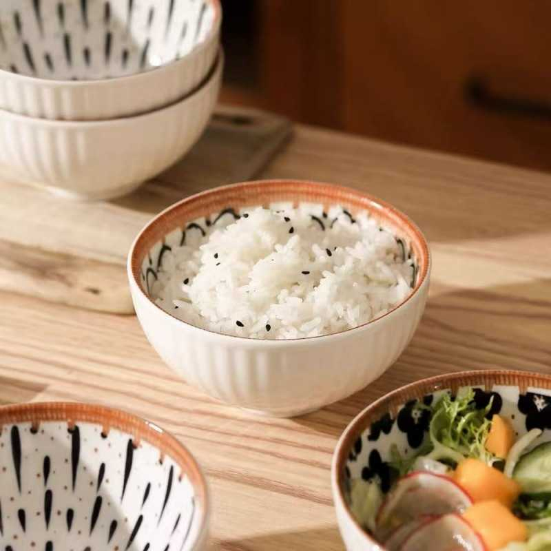 Small Ceramic Bowl Vintage Household Rice Bowl Breakfast Rice Bowl Underglaze Tableware