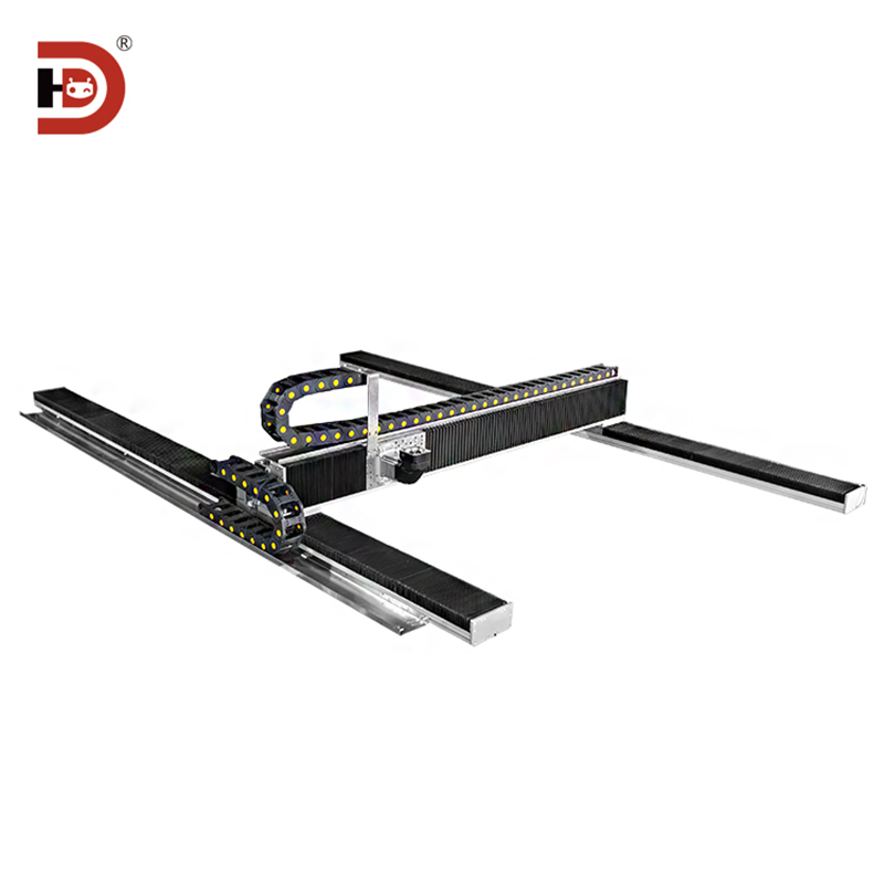Ball Screw Gantry Module with Xyz Linear Motion, Cross Slide, and Bellows.