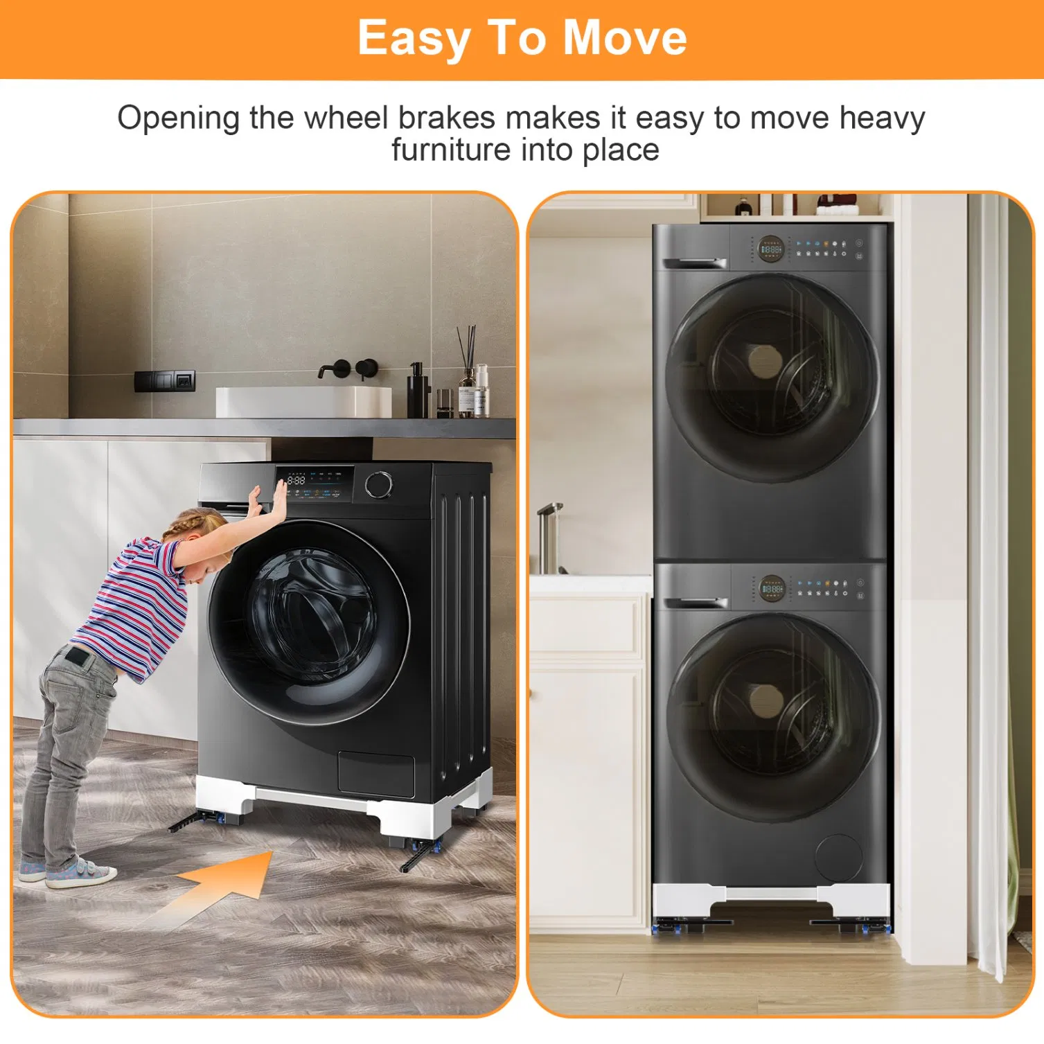 Removable Multifunctional Adjustable Anti-Vibration Base for Washing Machines