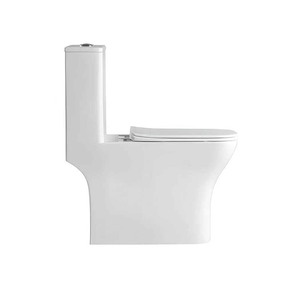 Sanitary Ware Bathroom Washdown Flushing Sqaure Shape Rimless One Piece Toilet