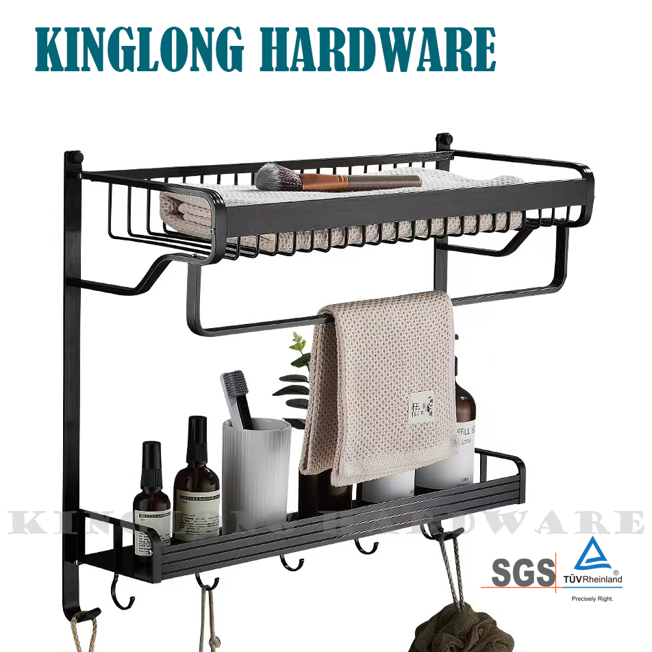 Stainless Steel Bathroom Hardware Sets Fittings Hotel Style Black Tower Bar/Rack
