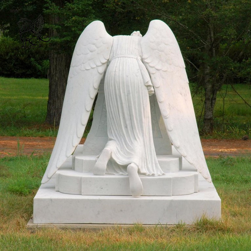 Marble Weeping Angel of Grief Statue Sculptures for Tombstone for Sale Mty-23