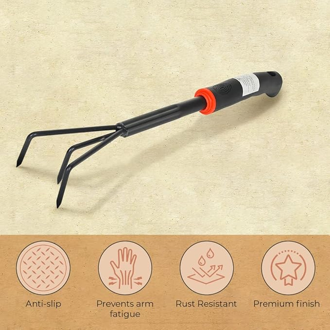 Gardening Tool Garden Cultivator with Black Rubber Grip Handle Ci11880