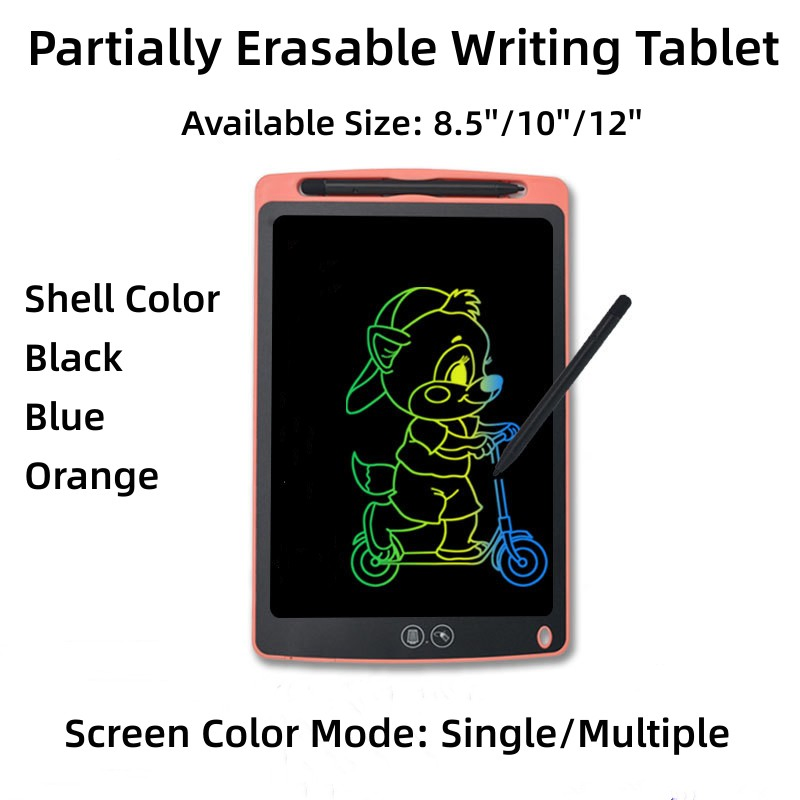 10 Inch LCD Writing Tablet for Kids, Colorful Doodle Board Drawing Tablet with Lock Function, Partially Erasable Reusable Writing/Drawing Pad-Red
