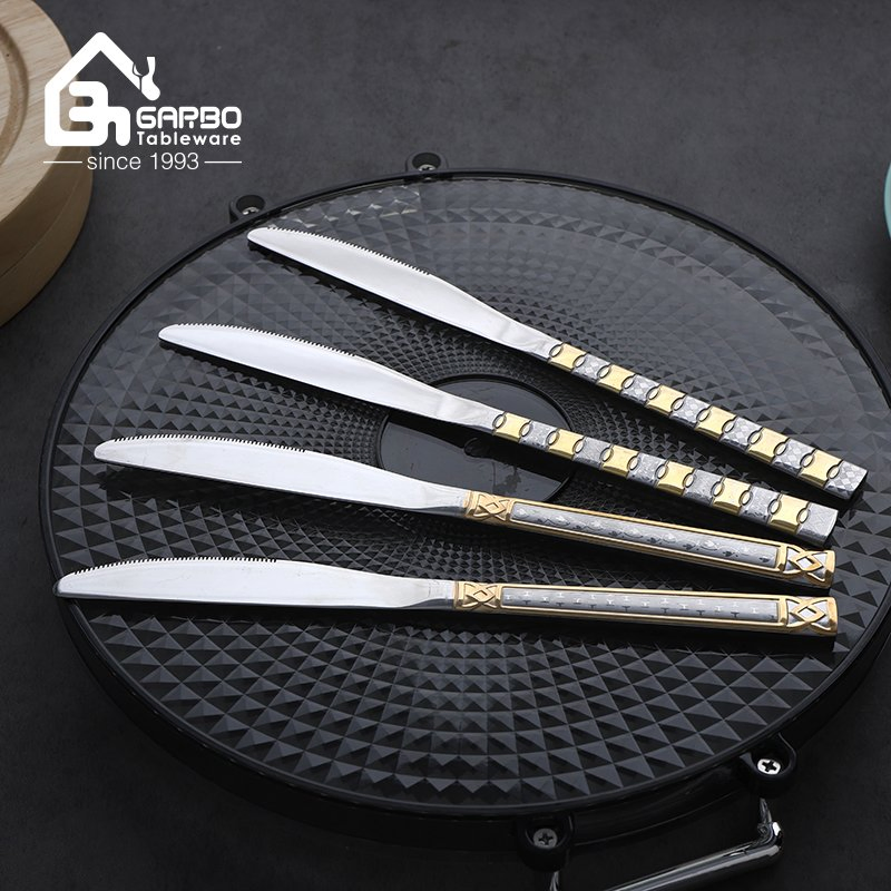 Wholesale 410ss Mirror Polished Golden Dinner Knife Customize Logo