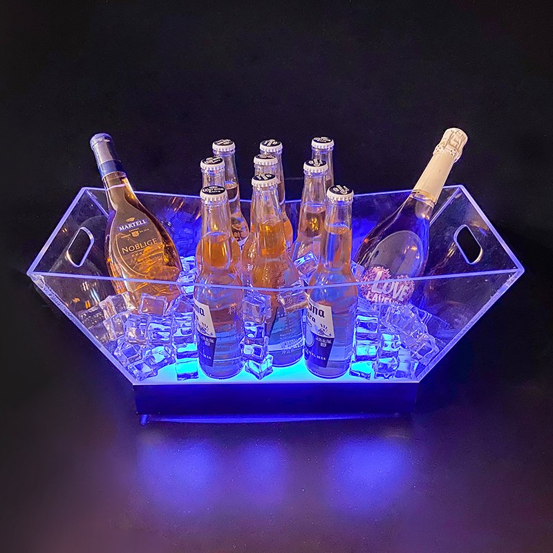 High Quality Acrylic LED Ice Bucket for Wine Beer Champagne Color-Changing Bottle Ice Bucket for Nightclub