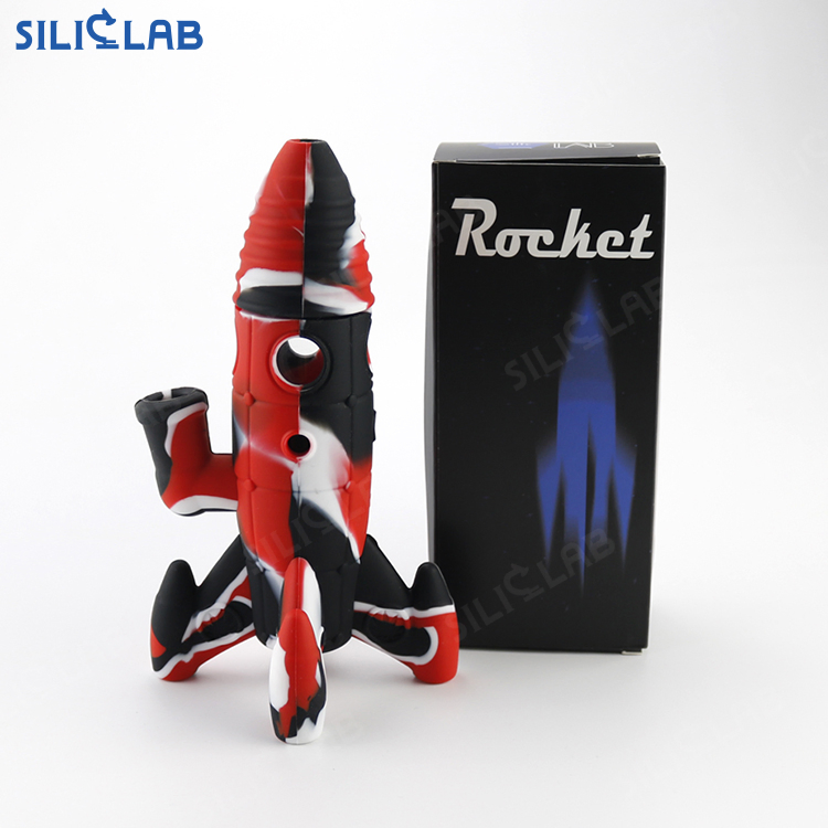 Space Rocket Cylinder Design Silicone Bubble Smoking Cigarette Tobacco Smoke Filter Water Pipe