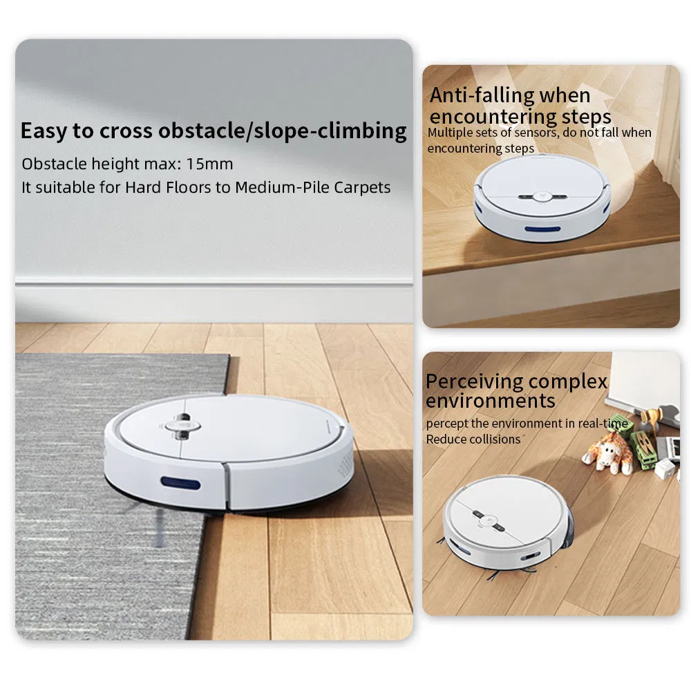 3-in-1 Smart Route Planning Sweeper Robot Vacuum Cleaner Multi-Surface Cleaning for Household Use Easy Use Pet Hair Carpet Hard