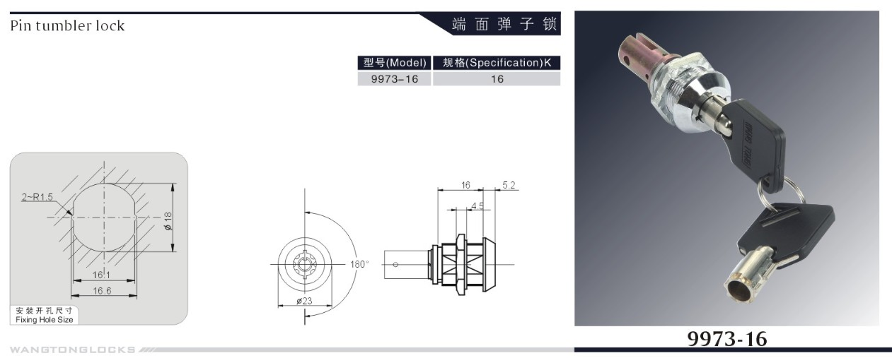 Zinc Alloy Pin Camlock Tool Box Lock 9973