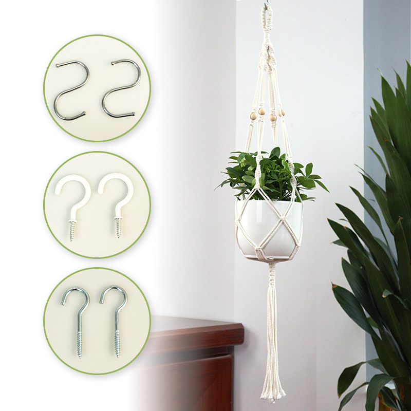 Flower Pot Net Pocket Greening Hanging Basket Handmade Cotton Rope Hanging Rope