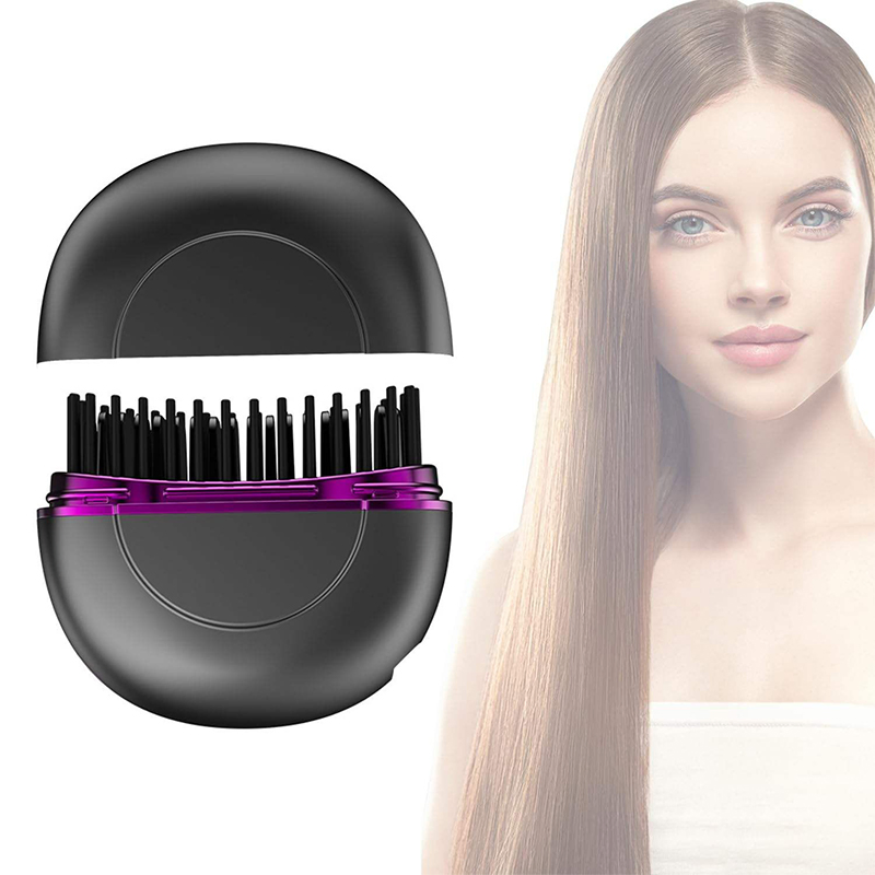 Professional Electric Hair Straightener Brush Fast Heating Ceramic Straightening Brush for Home & Salon