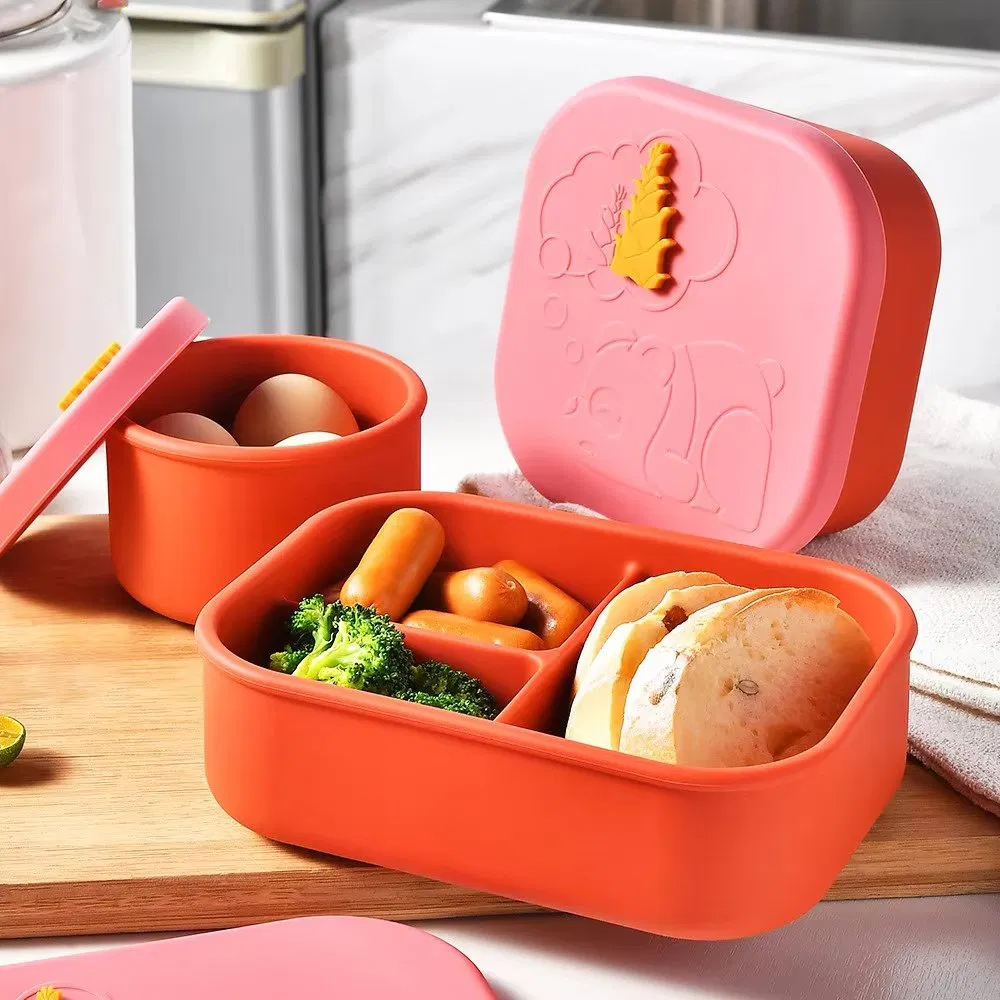 Custom Bowl Silicone Lunch Box Food Storage Container Bento Lunch Box Silicone Pink for Adult Silicone