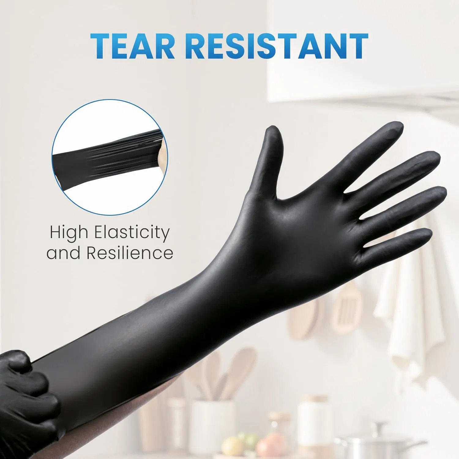 Premium Black Nitrile Gloves, Disposable 3 Mil Gloves with Enhanced Grip, 100 Count for Food Handling, Medical Exams and Household Cleaning