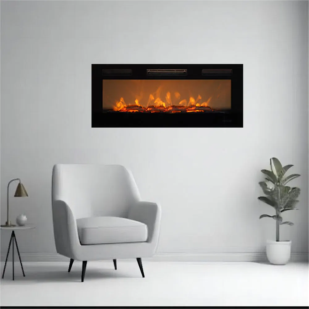Customized Size Screen Video Flame Artificial Electric Fireplace with Burning Sound and Logs