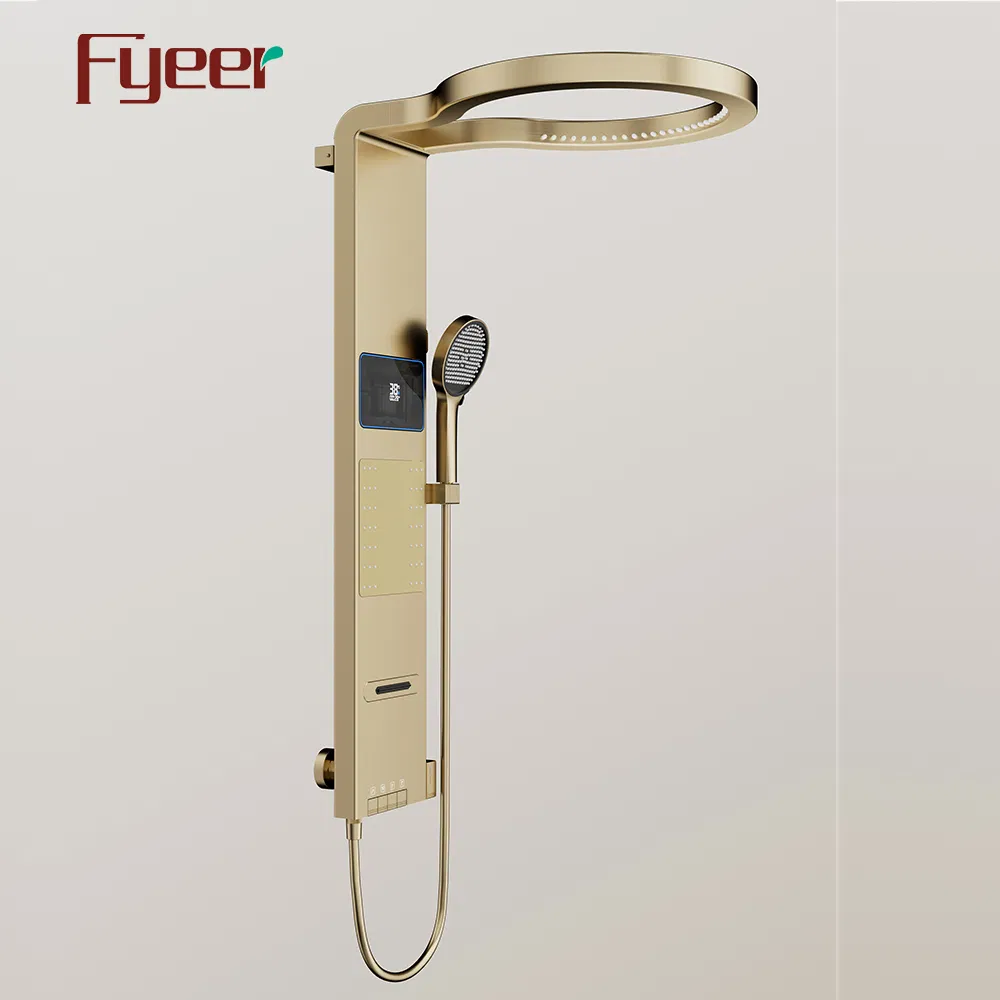 Fyeer Brush Gold Motion Sensor Piano Key Button Digital Shower Panel