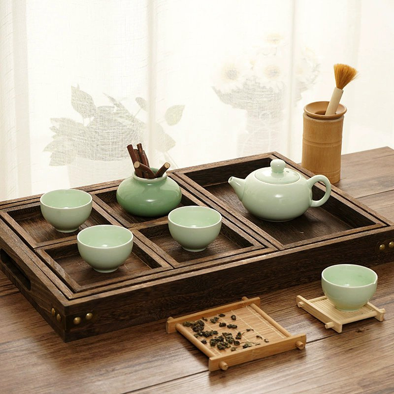 Rectangular Square Household Dinner Plate Hotel Restaurant Bamboo Water Cup Photo Prop Tray Wooden Tea Set Wood Tray