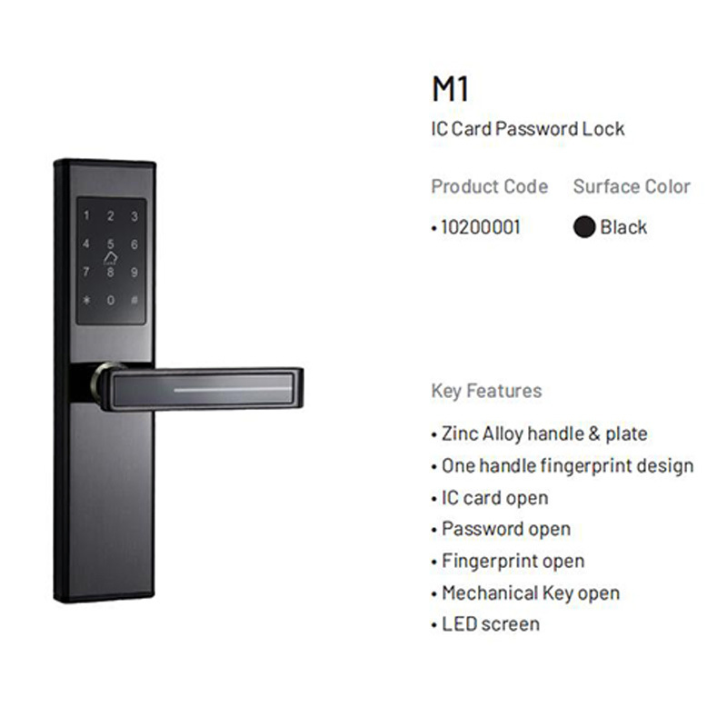 Modern Smart Digital Fingerprint Door Lock Black Intelligent Key Card Combination Lock
