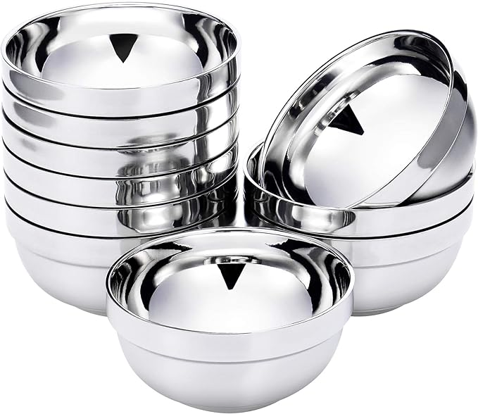 Kindergarten Children's Anti-Scalding Bowl Commercial Double-Layer Anti-Scalding Stainless Steel Bowl
