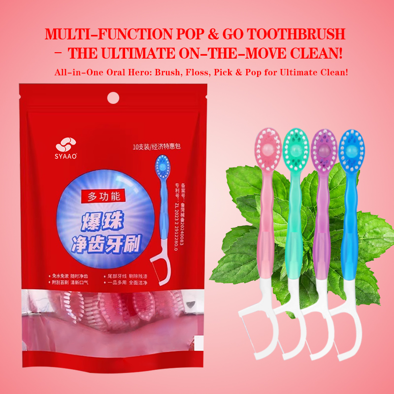 Mint & Peach & OEM Flavored Beaded Toothbrushes Disposable Mini Portable Travel Toothbrush with Toothpaste Inside